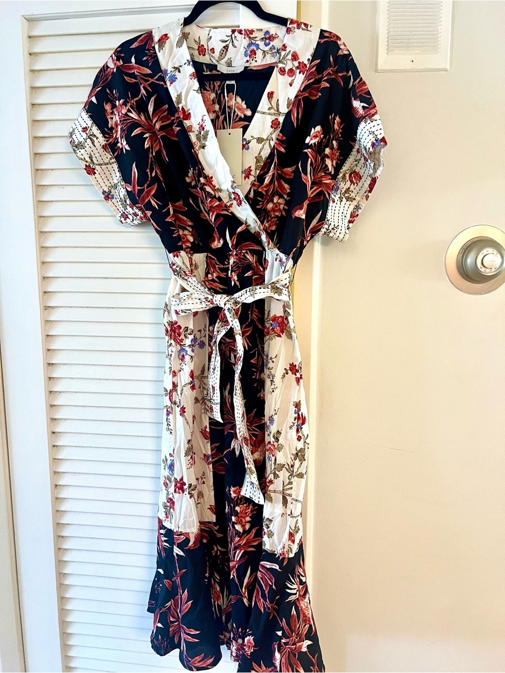 NWT Floral Dress in Black and Cream